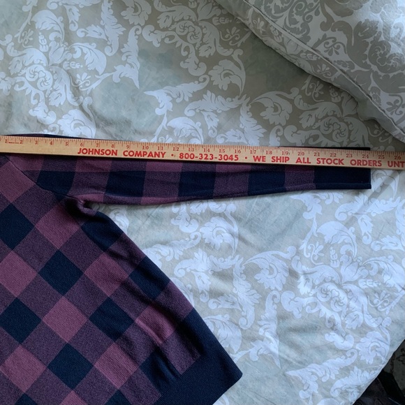 Ann Taylor Factory Crew Neck Sweater ~ Small ~ Blue/Violet Buffalo Plaid Check - Picture 7 of 15